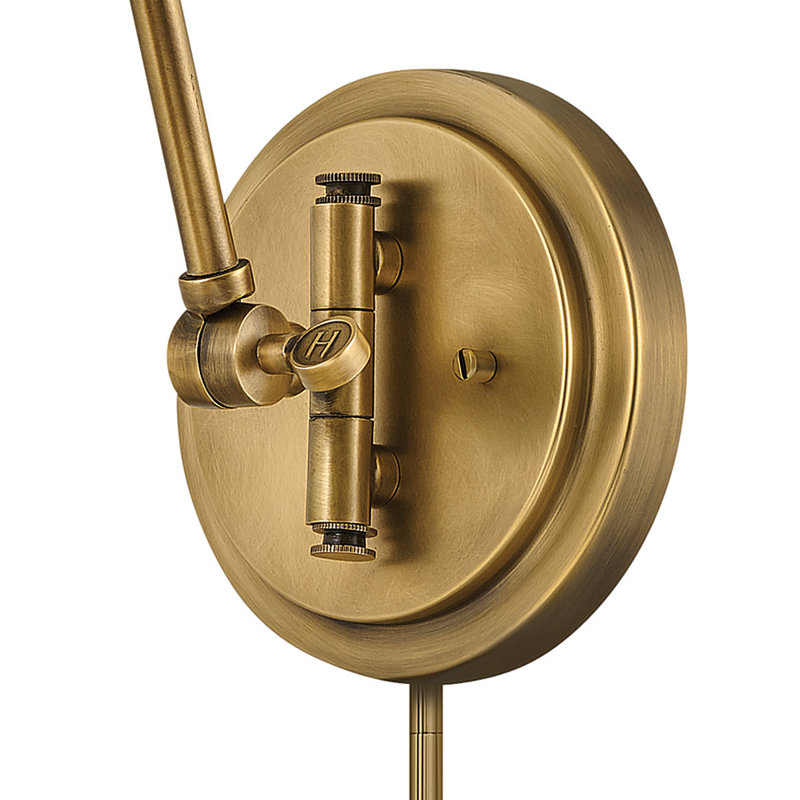 Arti 7.75-in Swing Arm Extendable Single Light Plug-In Sconce with On/Off Switch, Heritage Brass