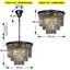 Anganette 6-Lights Modern Matte Black Tier Round Crystal Fringe Flush Mount Ceiling