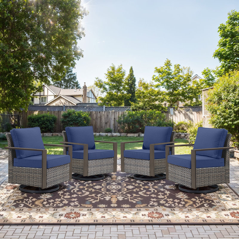 Fauteuil oscillant d'extérieur Kelyse, Bleu/gris
