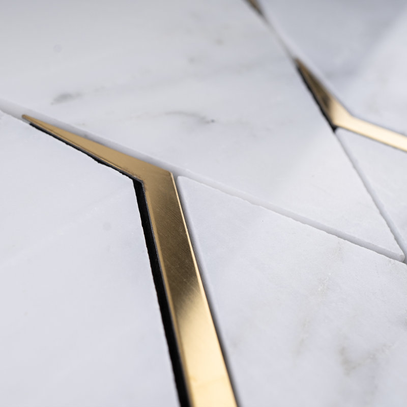 Natural Blanco 4.5" x 8.25" Mosaic Wall Tile, White/Gold