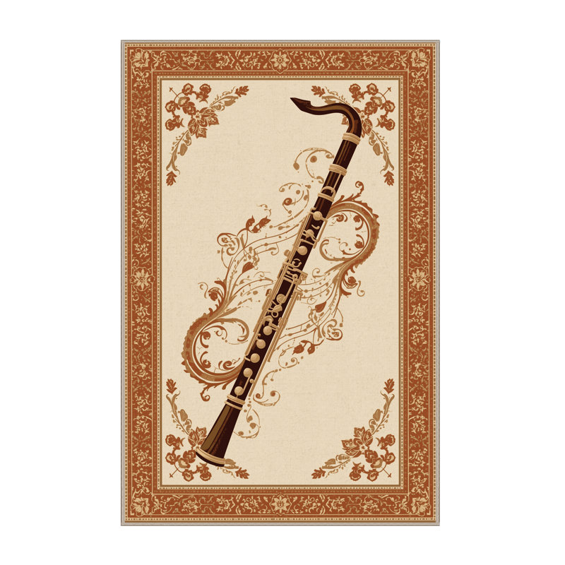 Tapis oriental beige lavable à la machine Clarinette classique Osnas, 8 x 12