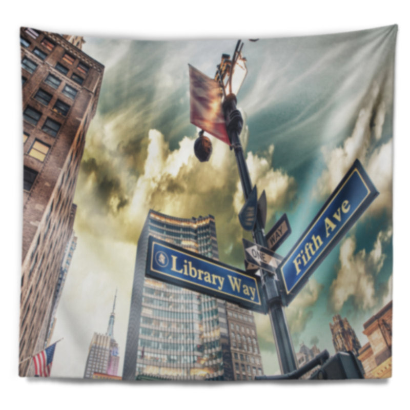 Tapisserie «Cityscape Library Way» et 5e Avenue, H 32 po x l 39 po
