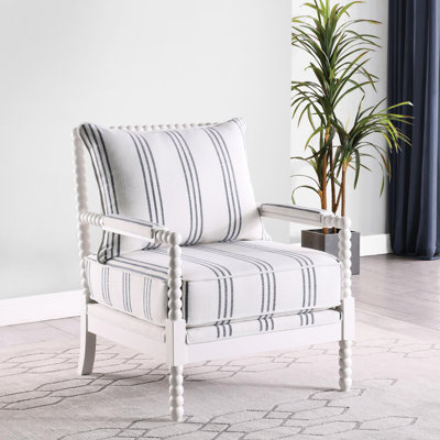 Chaise d'appoint à rayures bleu marine avec revêtement blanc - idéale pour les salons