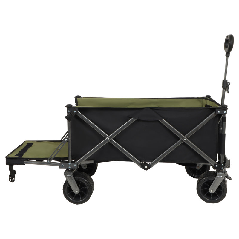 Chariot pliant pliable extra long de 300 L et 49 po avec hayon arrière, grandes roues de 7 po x 4 po tout-terrain, chariot de plage Chariot de plage pliable robuste de 400 lb pour le camping de sports de jardin