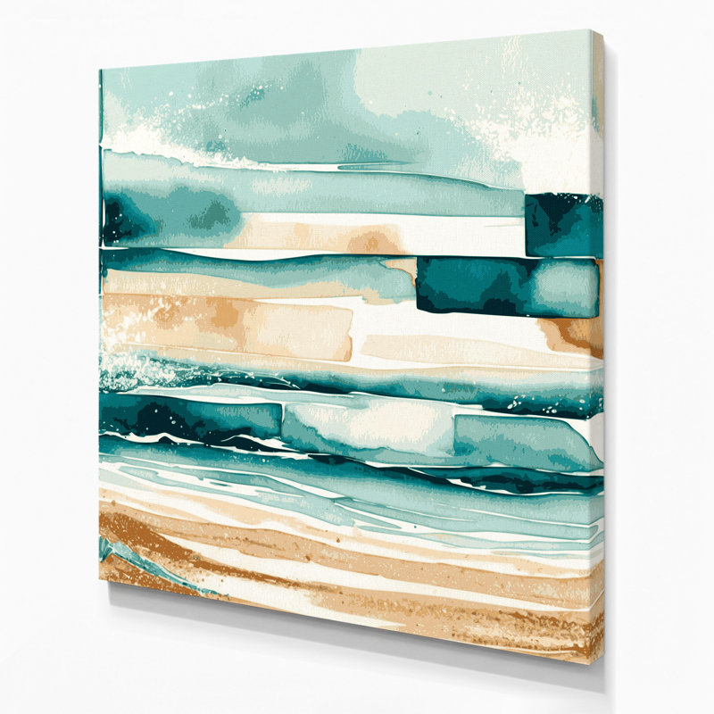 "Coastal Beach Block", toile de luxe beige, H 12 po x l 12 po