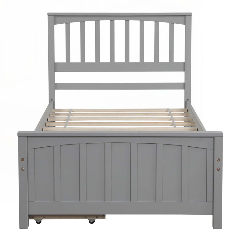 Platform Bed with Two Drawers, Gray