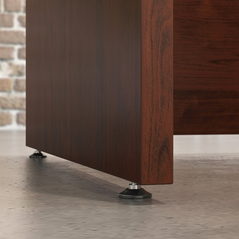 Bureau double L 60 po x 78 po Bowfront, finition rouge