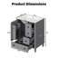 Meuble-lavabo gris de 24 po avec lavabo intégré en céramique et tablette de rangement à deux niveaux derrière le panneau de porte, gris-2123427751
