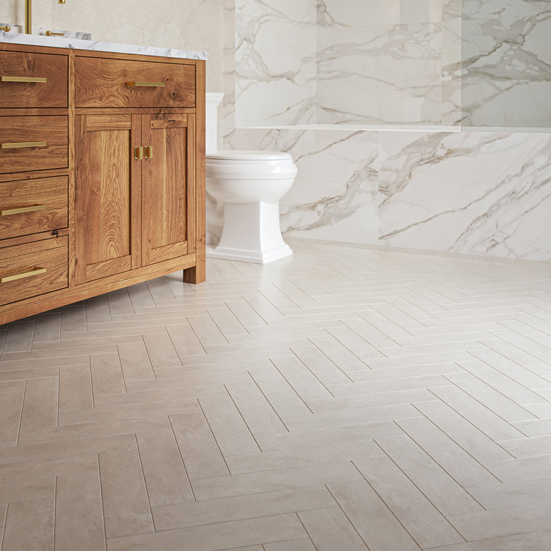 Vienna Limestone 2X6 Herringbone Mosaic Cloud, Gray