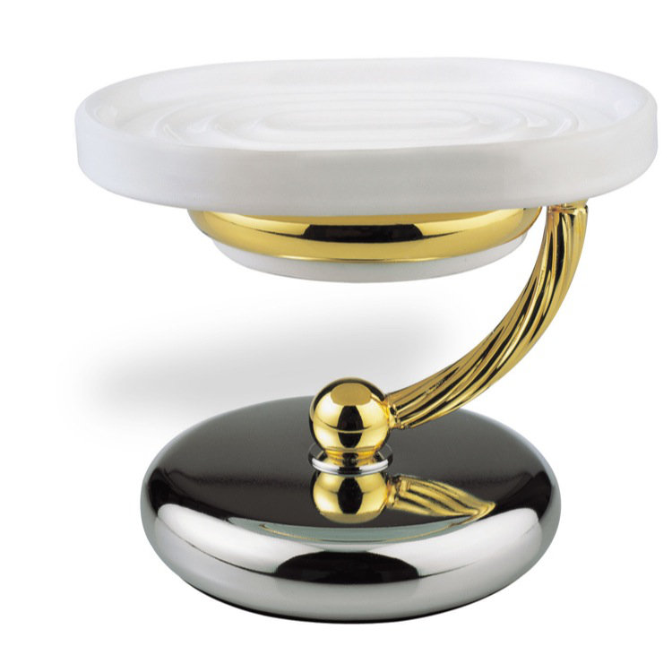 Porte-savon en céramique Giunone Classic, Chrome et or
