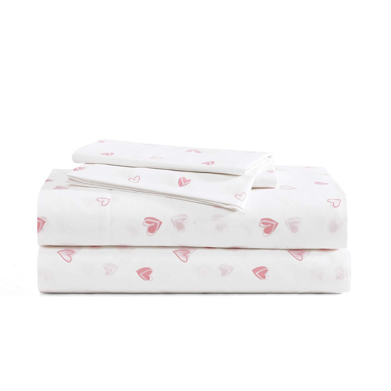 Ensemble de draps en coton percale Poppy & Fritz, Ensemble de draps pour lit simple TG et une taie d, Blanc