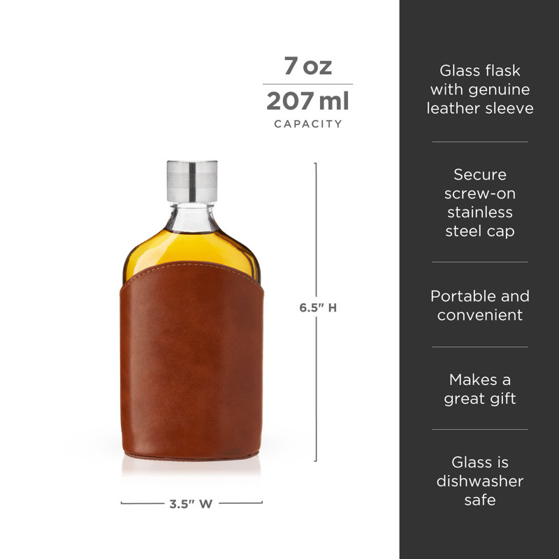 Admiral Parker Leather-Wrapped 7 oz Glass Flask
