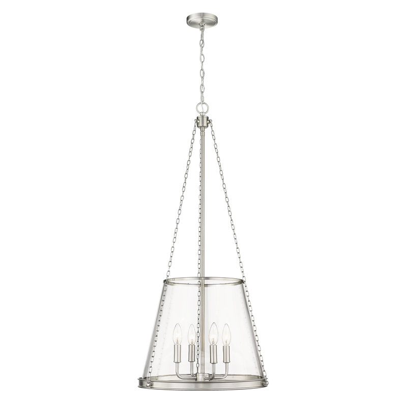 Luminaire suspendu 4 lumières Malvern, Nickel brossé