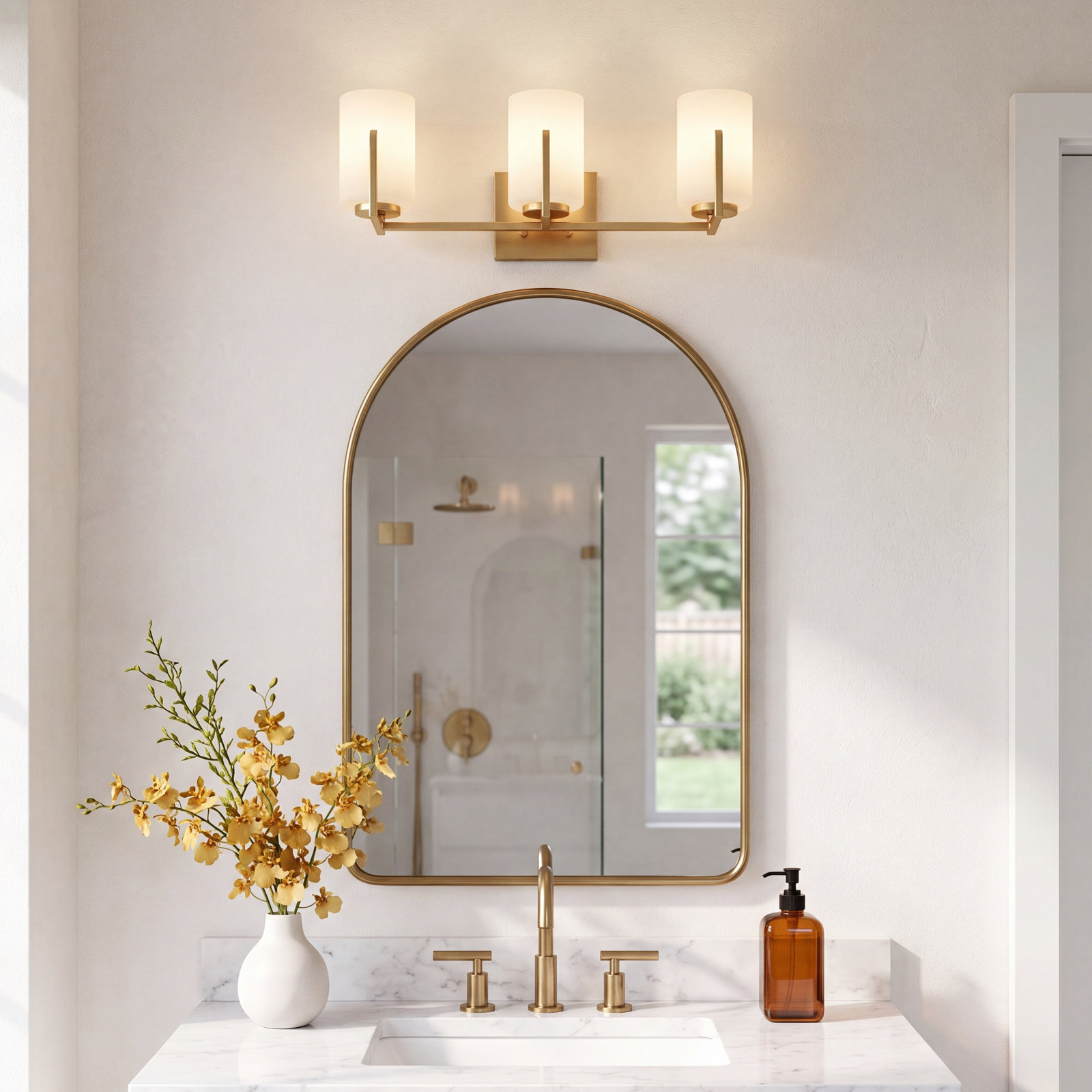 Roni Dimmable Vanity Light, Satin Nickel, 3-Light