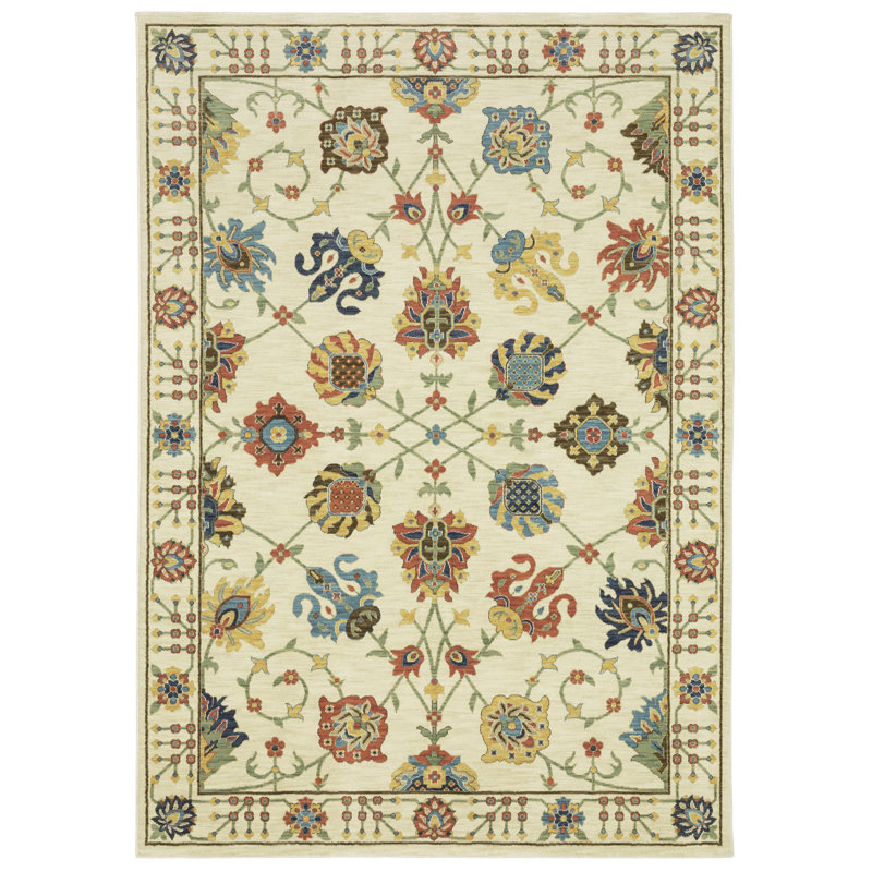 Floral Indoor Rug, Rectangle 3'3" x 5'