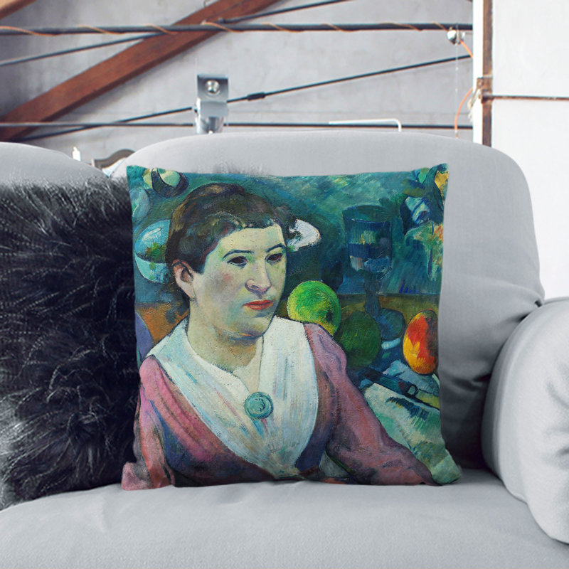 Portrait Of A Woman By Paul Gauguin Square Throw Cushion, Stone, 55cm H x 55cm W x 20cm D