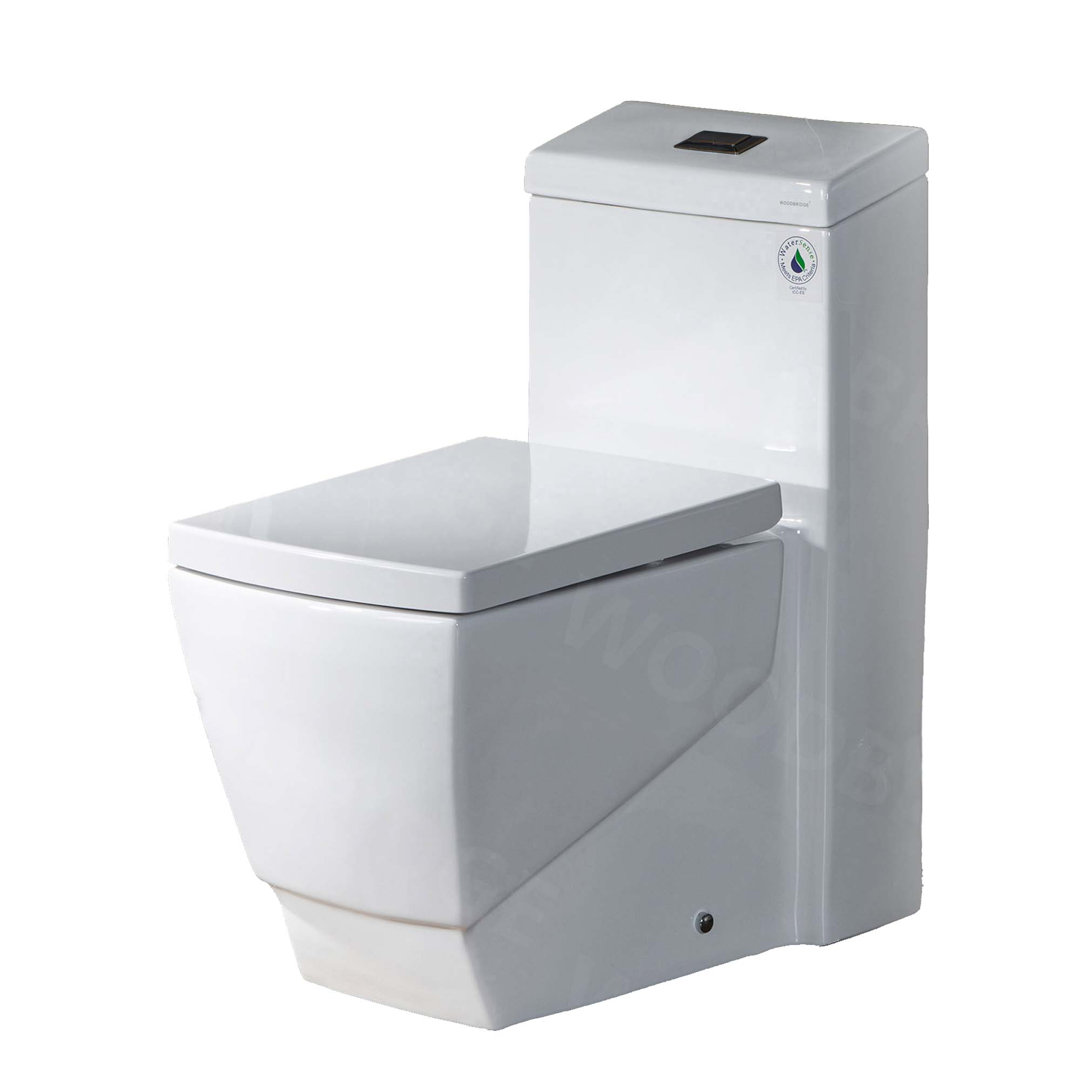 Dual-Flush Elongated One-Piece Toilet WoodBridge 