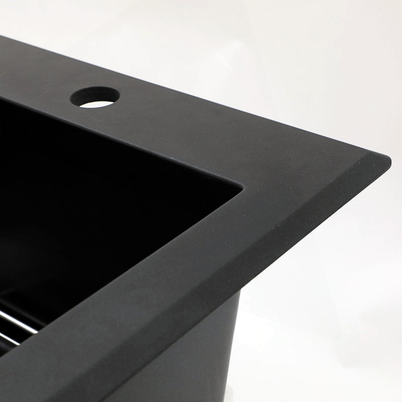Évier de cuisine en quartz composite avec conception à réduction de bruit et surface lisse non poreuse