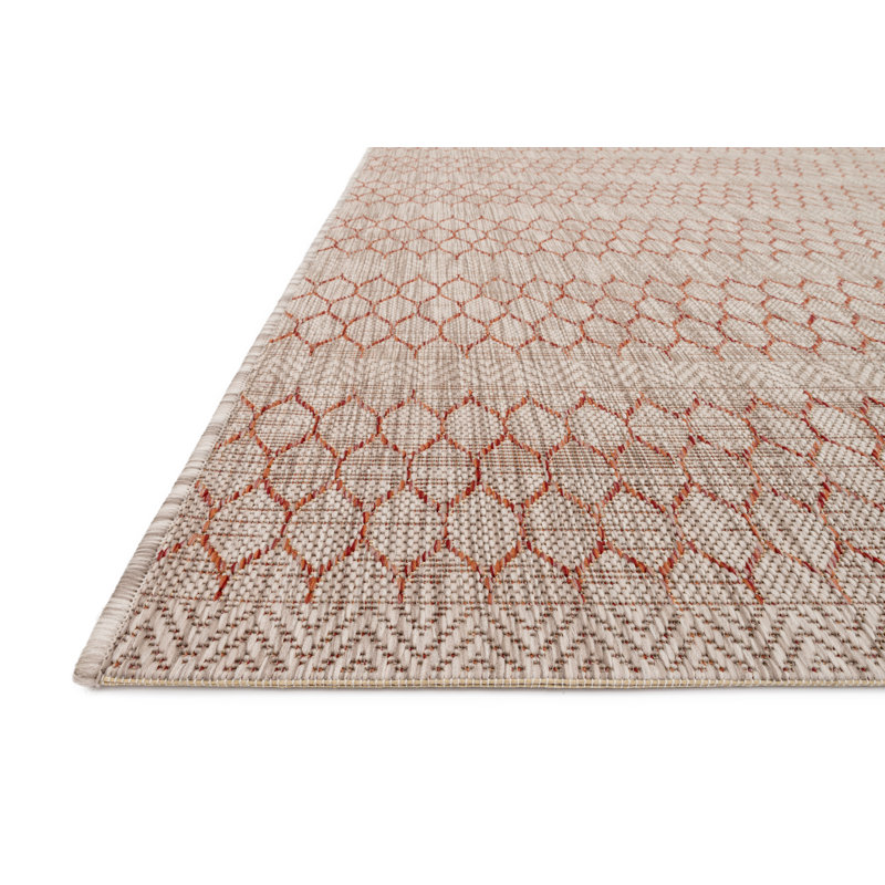 Tapis rayé beige intérieur / extérieur Lendy, Rectangle 7 pi 10 po x 10 pi 9 po