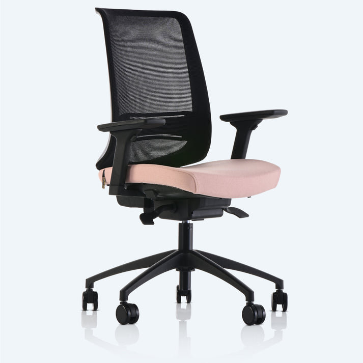 Chaise de travail en polyester avec appui-tête Merek, Rose