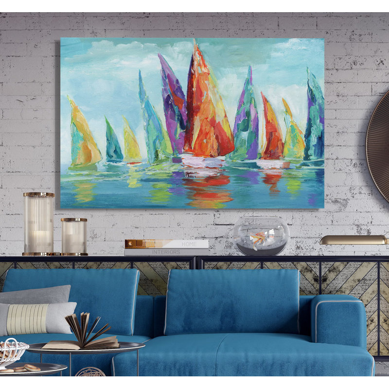 « fine day voilier », reproduction, H 12 po x l 18 po x P 1,5 po, Toile tendue