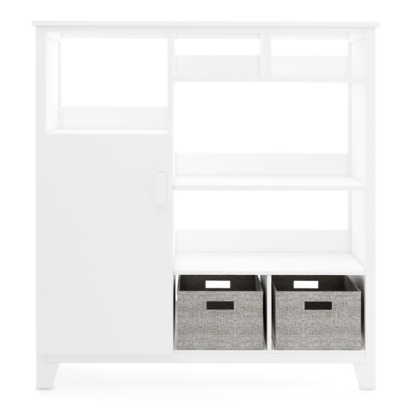 Creamy White Kids' Cubby Storage Organizer with Fabric Bins