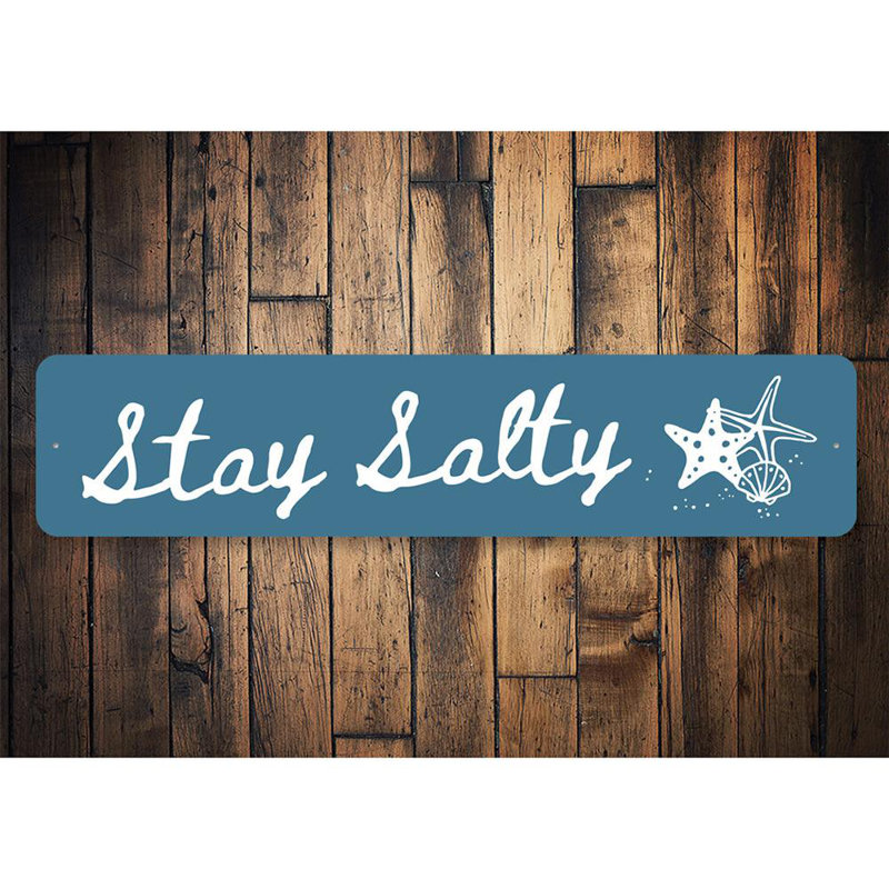 Plaque en aluminium Stay Salty Beach, H 6 po x l 24 po x P 0,06 po