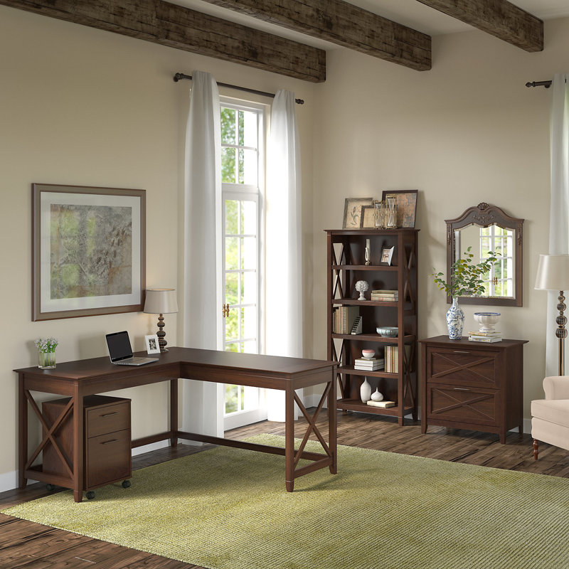 Ovia L-Shaped Computer Desk, Bing Cherry
