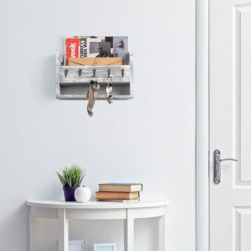 Bibb Solid + Manufactured Wood Wall Organizer, Rustic Gray
