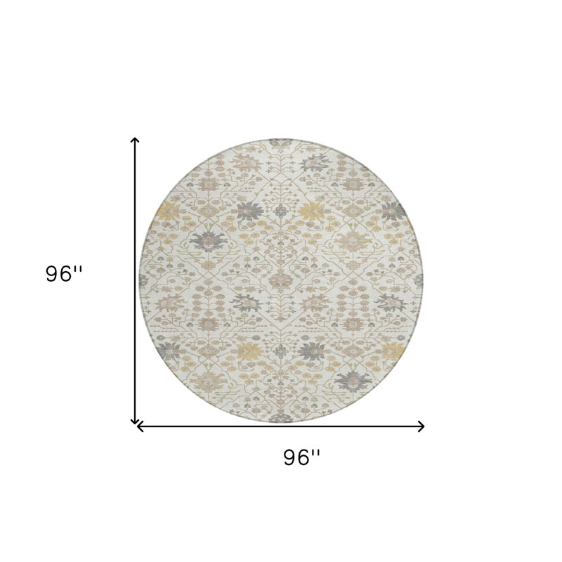 Tapis rond lavable intérieur / extérieur ivoire 8 pi