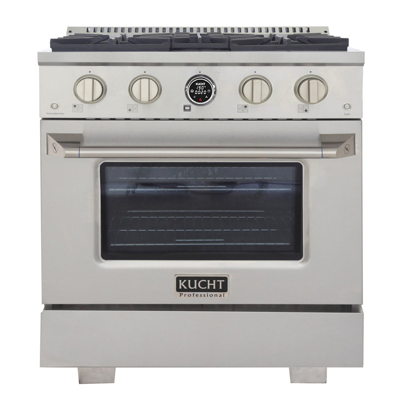 KUCHT 30 in. 4.2 cu. ft. 4 Burners Dual Fuel Range for Propane Gas in Stainless Steel with Kucht Horus Thermostat