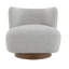 Chaise d'appoint courbée en tissu Tweed à dossier courbé, gris et noyer