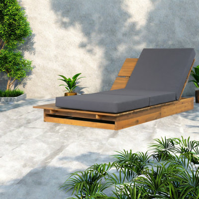 Méridiennes de patio en bois d'acacia, coussin pliant 3 po 4 po, finition teck moderne