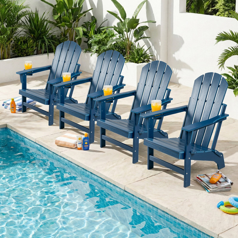 4 chaises Adirondack d'extérieur pliables, Marine, 4