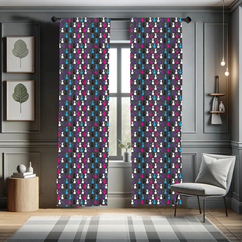 Animals Art Abstract Semi-Sheer Rod Pocket Curtain Panels, 28" x 63"