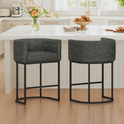 Modern Upholstered Counter Stool with Metal Frame