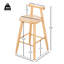 Tabouret de bar d'intérieur en bois d'hévéa Grove, finition naturelle, ensemble de 2