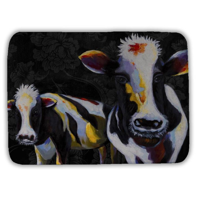 Two funny cows victorian Bath Mat with Non-Slip Backing - Quick Dry Memory Foam Bathroom Rug - Absorbent - Modern Plush Spa-Style - Machine Washable