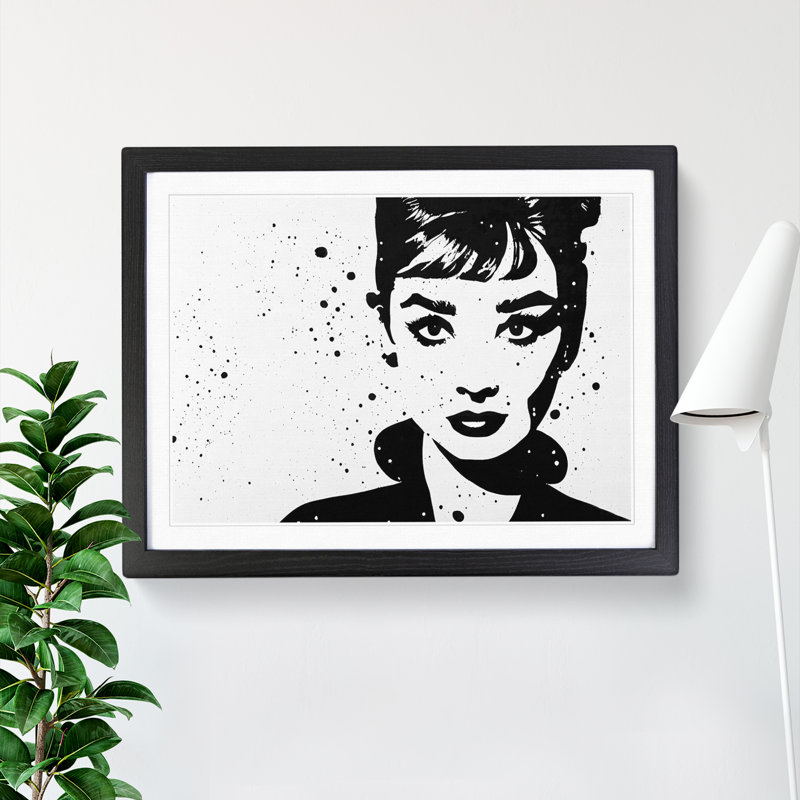 Audrey Hepburn Monochrome Vol.2 - Single Picture Frame Print, 46cm H x 64cm W x 2cm D, Black Framed