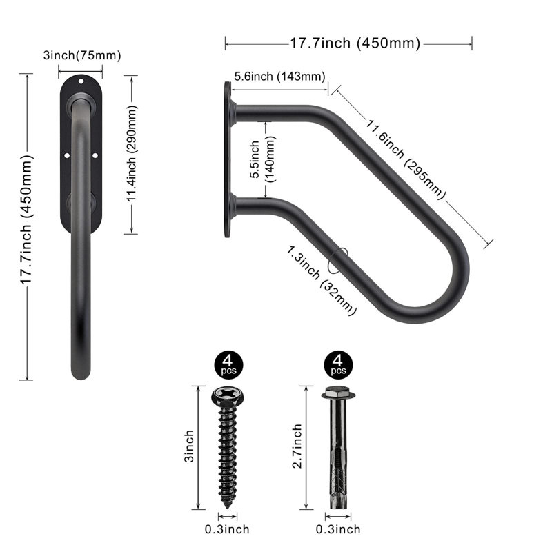 45cm H x 45cm W Non-Slip Stair Banister