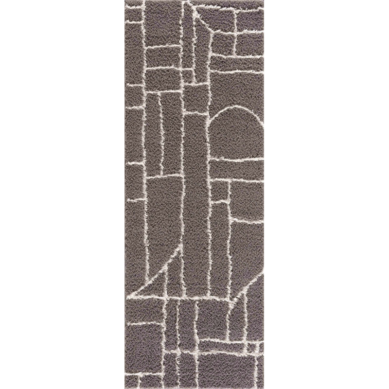 Kaern Abstract Gray Area Rug, Runner 2'7" x 7'3"
