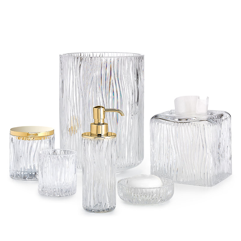 Cascata Bathroom Storage Container, Polished Gold