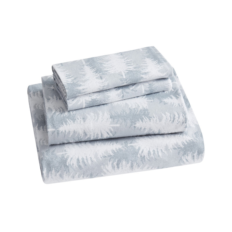 Tree 4-Piece Triple Brushed Cotton Flannel Bed Sheet Set, Full/Double Sheet Set +1 Fitted Sheet +2Pillowcase