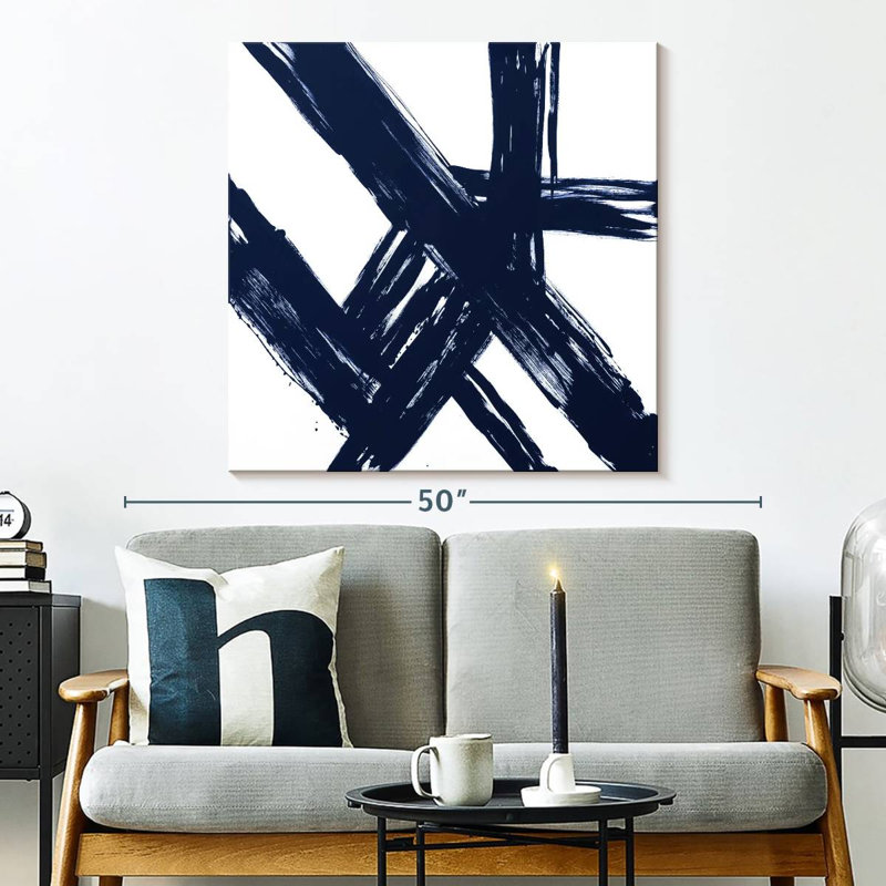 Strokes In Navy I, 33" H x 33" W