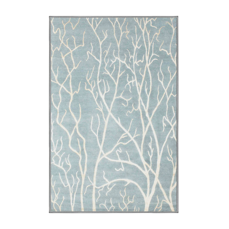 Tapis de zone bleu contemporain, Rectangle 7 pi x 9 pi