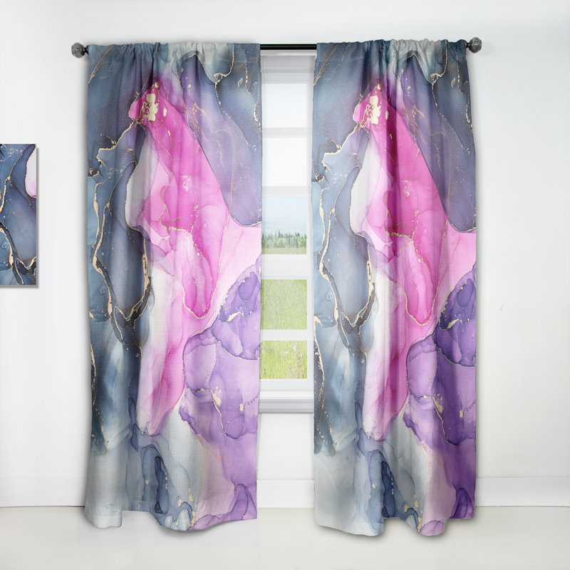 Rose et mauve, art abstrait fluide de luxe - rideau en velours moderne - obscurcissant - 1 panneau, L 52 po x L 95 po