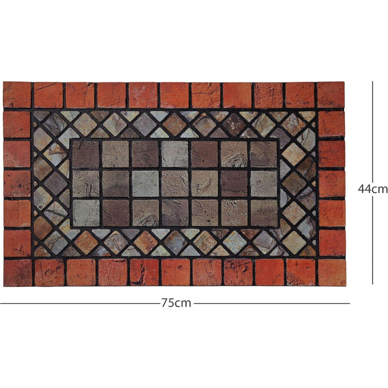 Non-Slip Stone Doormat, Red, 40cm W x 60cm L