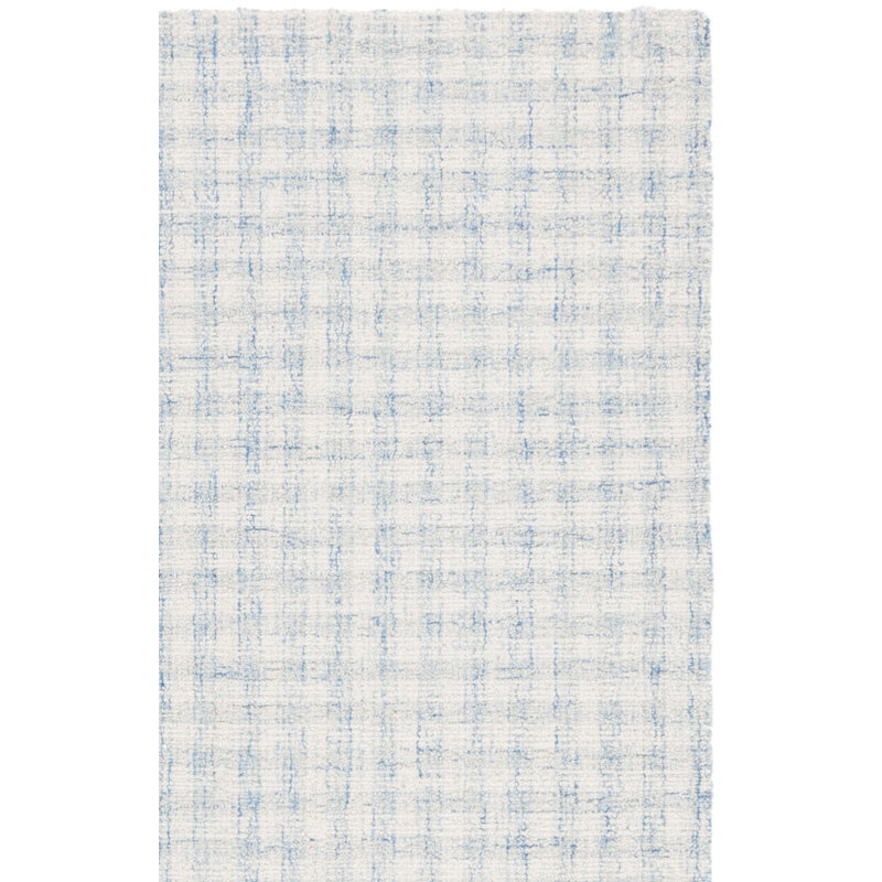 Tapis bleu / ivoire en laine et coton touffeté à la main Antine, Rectangle 10 pi x 14 pi