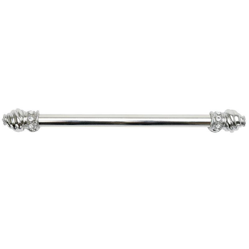 Caché 9 inches c.c. with 5/8 smooth center long pull with 16 rivoli Swarovski Aurore Boreale Crystals in Gilded Mercury, 12"