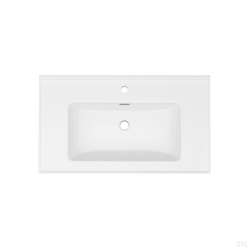 Plateau de meuble-lavabo simple blanc 35 po x 20 po avec 1 trou de robinet et trop-plein (lavabo seulement)